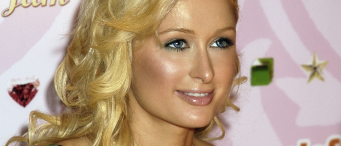 Paris Hilton promoting her cell-phone video game: Jewel Jam during the E3 Video Game Convention.