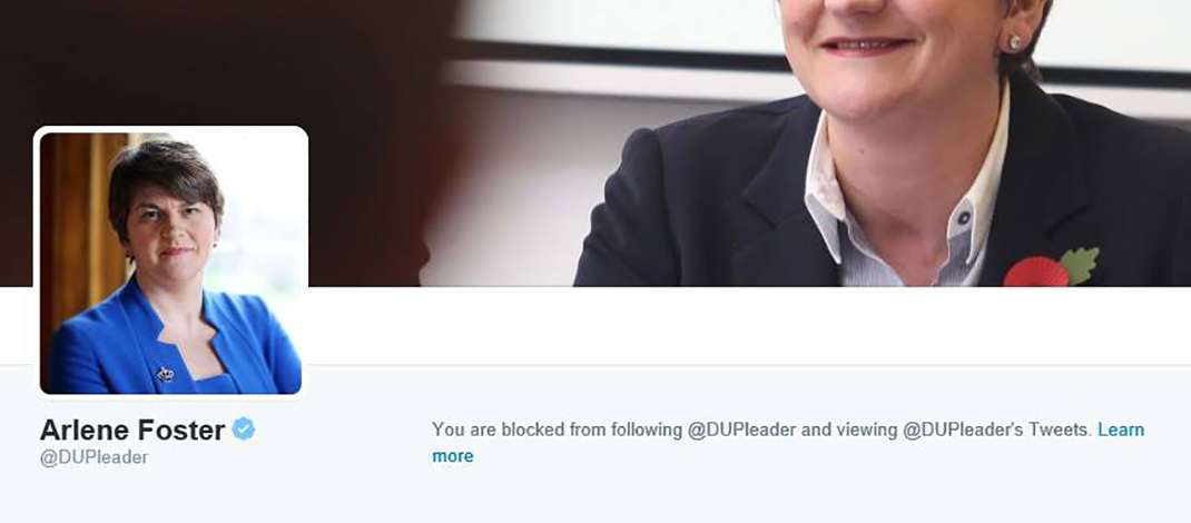 Arlene Foster Twitter Block