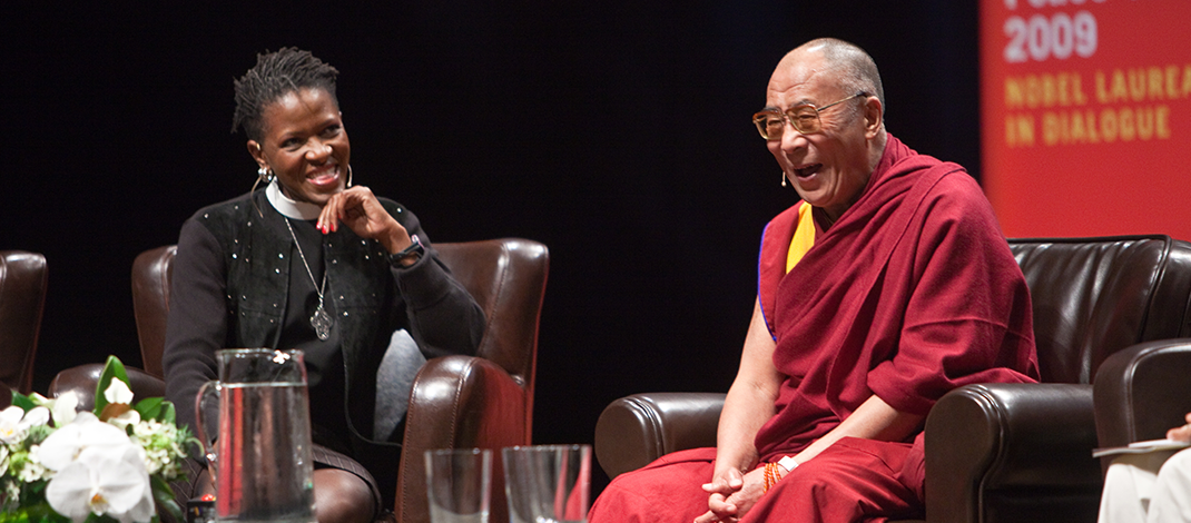 Mpho Tutu-Van Furth and the Dalai Lama at the Vancouver Peace Summit