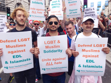 LGBT & straight Muslims march at Pride London - Photo by Peter Tatchell Foundation