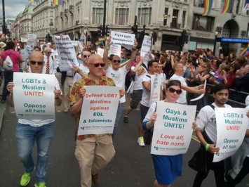 LGBT & straight Muslims march at Pride London - Photo by Peter Tatchell Foundation