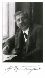 An autographed portrait of Dr. Magnus Hirschfeld (1926); frontispiece of volume one of Hirschfeld's five-volume survey of sexual knowledge, Geschlechstkunde (Stuttgart: Julius Püttman Verlag, 1926). Collection of Gerard Koskovich; courtesy GLBT Historical Society.
