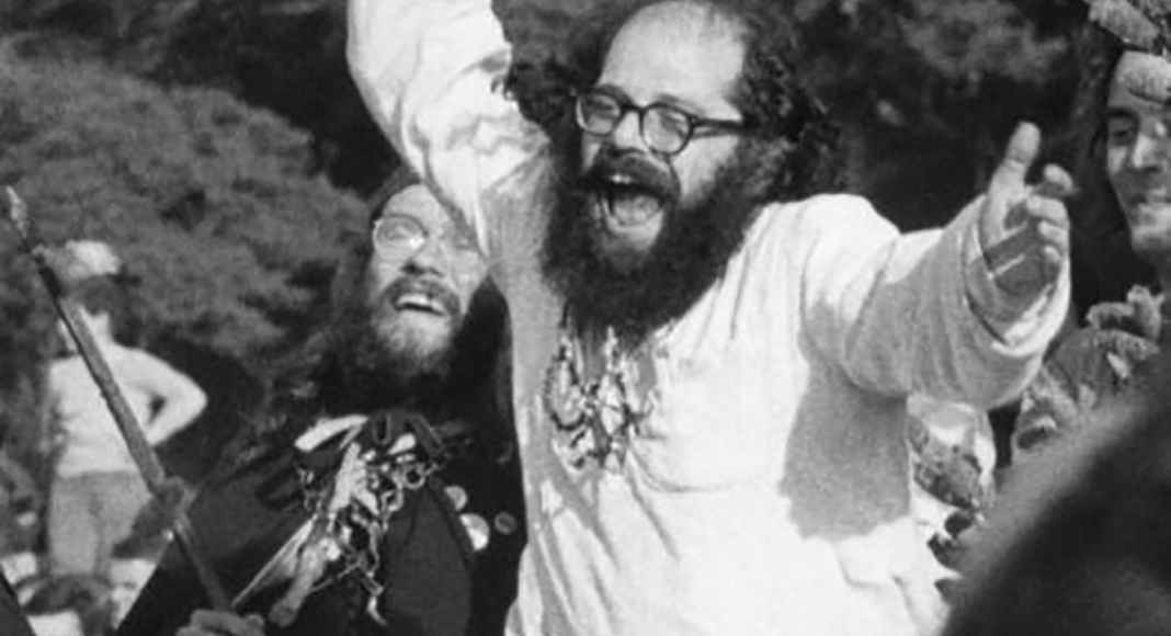 Alan Ginsberg dancing to the Grateful Dead at the Gathering of the Tribes for a Human Be-In in Golden Gate Park (1967). Photo: Copyright © 1967 Lisa Law.