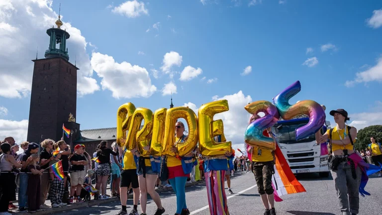 Pride 25 in ballon letters - picture from Stockholm Pride 2023